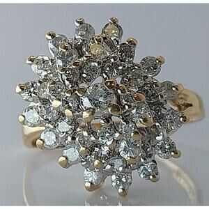 14K YG Cocktail Diamond Ring 3.89g Size 5.5